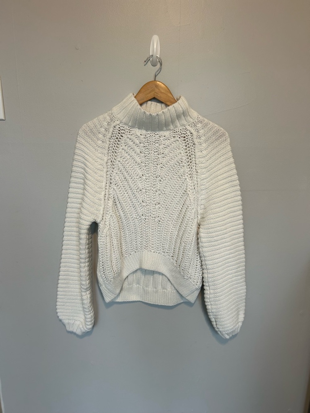 Free People Ivory Cable Knit Turtleneck Sweater